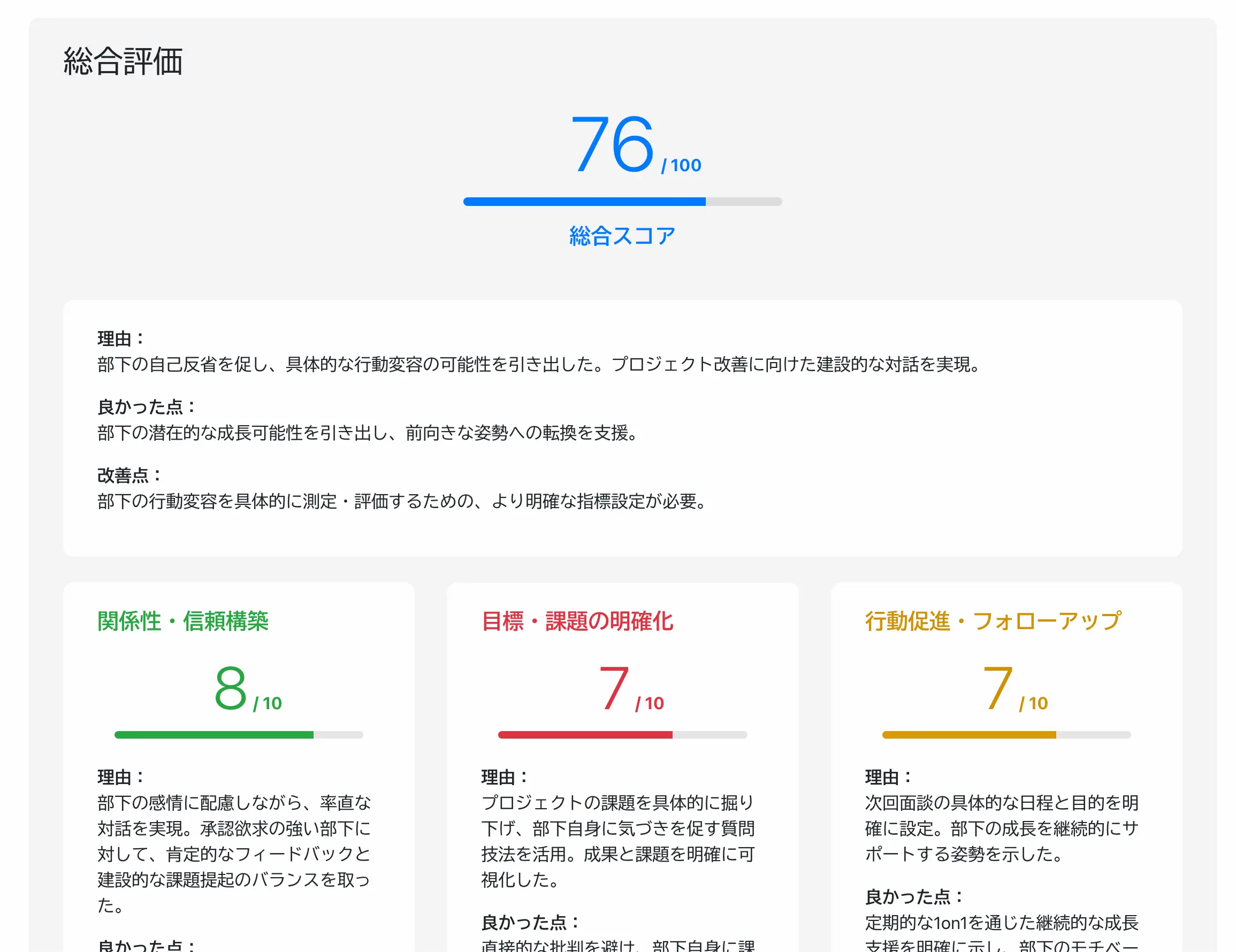 レポートのスクリーンショット